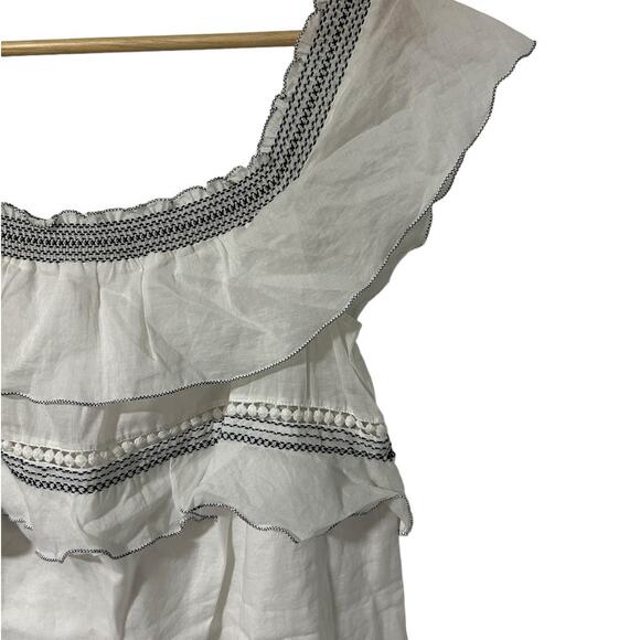 Kisuii Bohemian Tiered Off Shoulder Cotton Mini Dress cottagecore beachwear - Picture 9 of 10